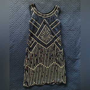 PrettyGuide Black and Gold Sequin Top